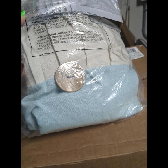 Lush Decor Linen Button Shower Curtain, 72" x 72", Blue & Off-White - Picture 3 of 4